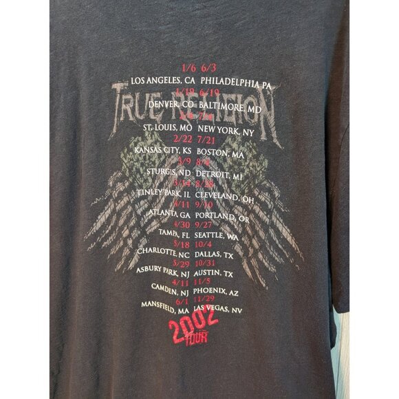 2002 Tour True Religion Shirt American Flag Distressed Sz 3XLT Short Sleeve - Picture 6 of 8